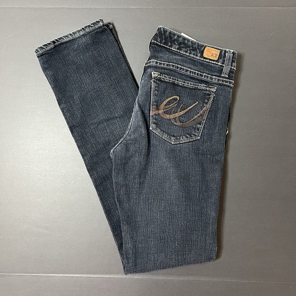 X2 Slim W10 Womens Low Rise Straight Leg Blue Jean Size 4 Long Y2K